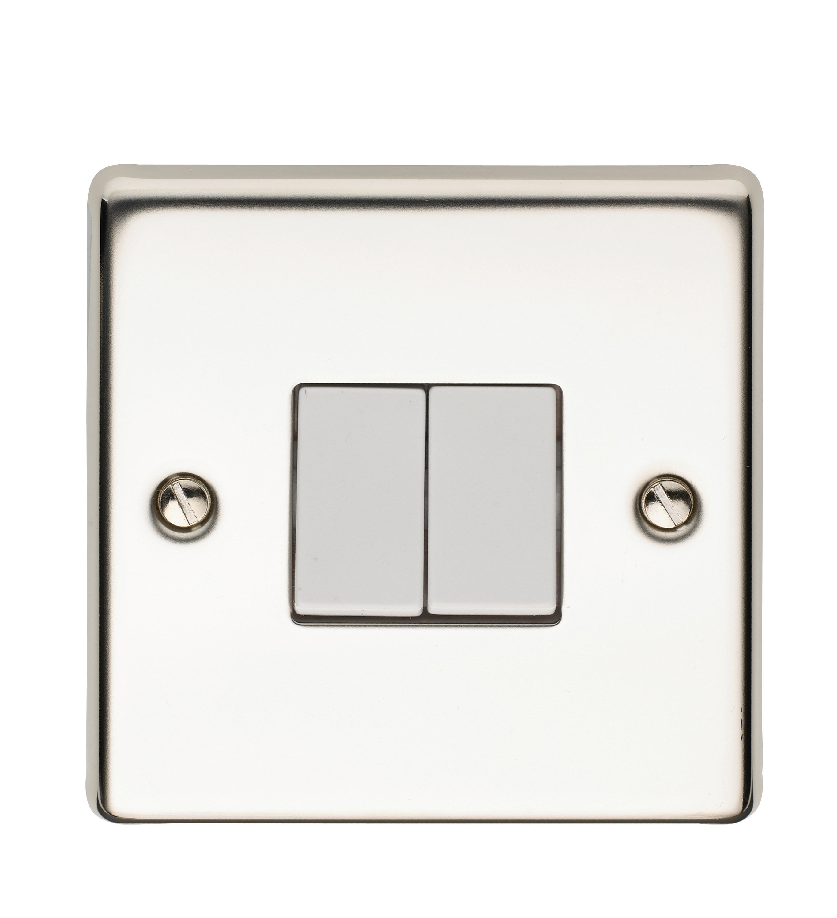 10AX 2 Gang 2 Way Switch Polished Steel Finish