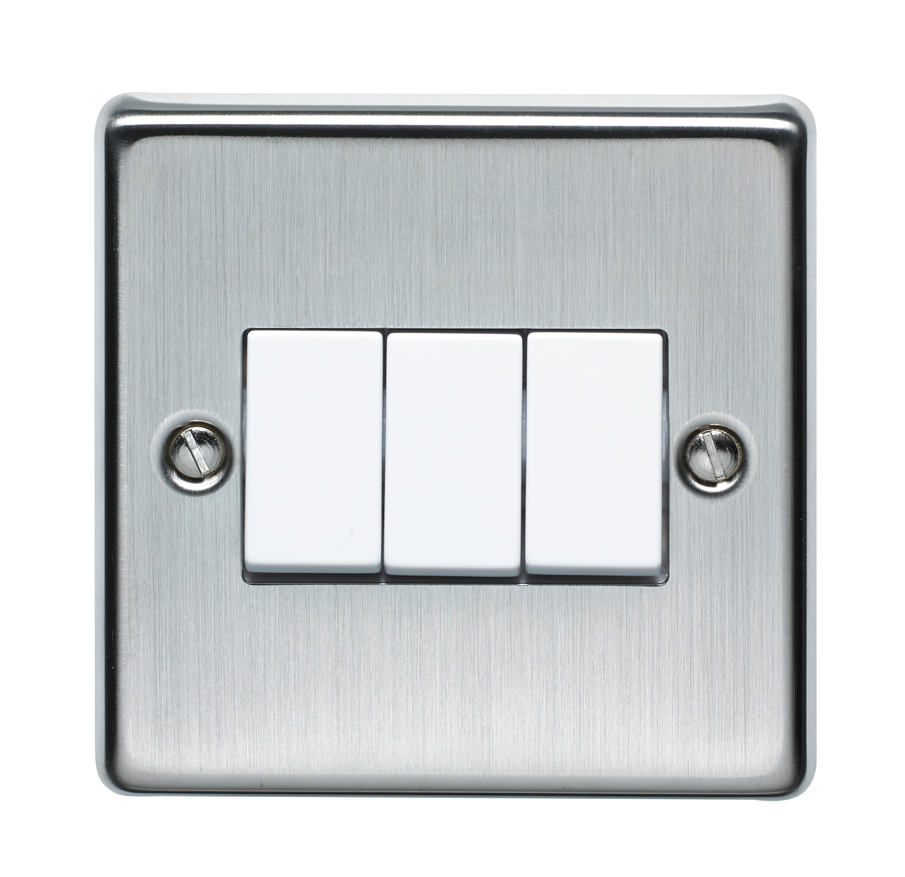 10AX 3 Gang 2 Way Plate Switch Stainless Steel Finish