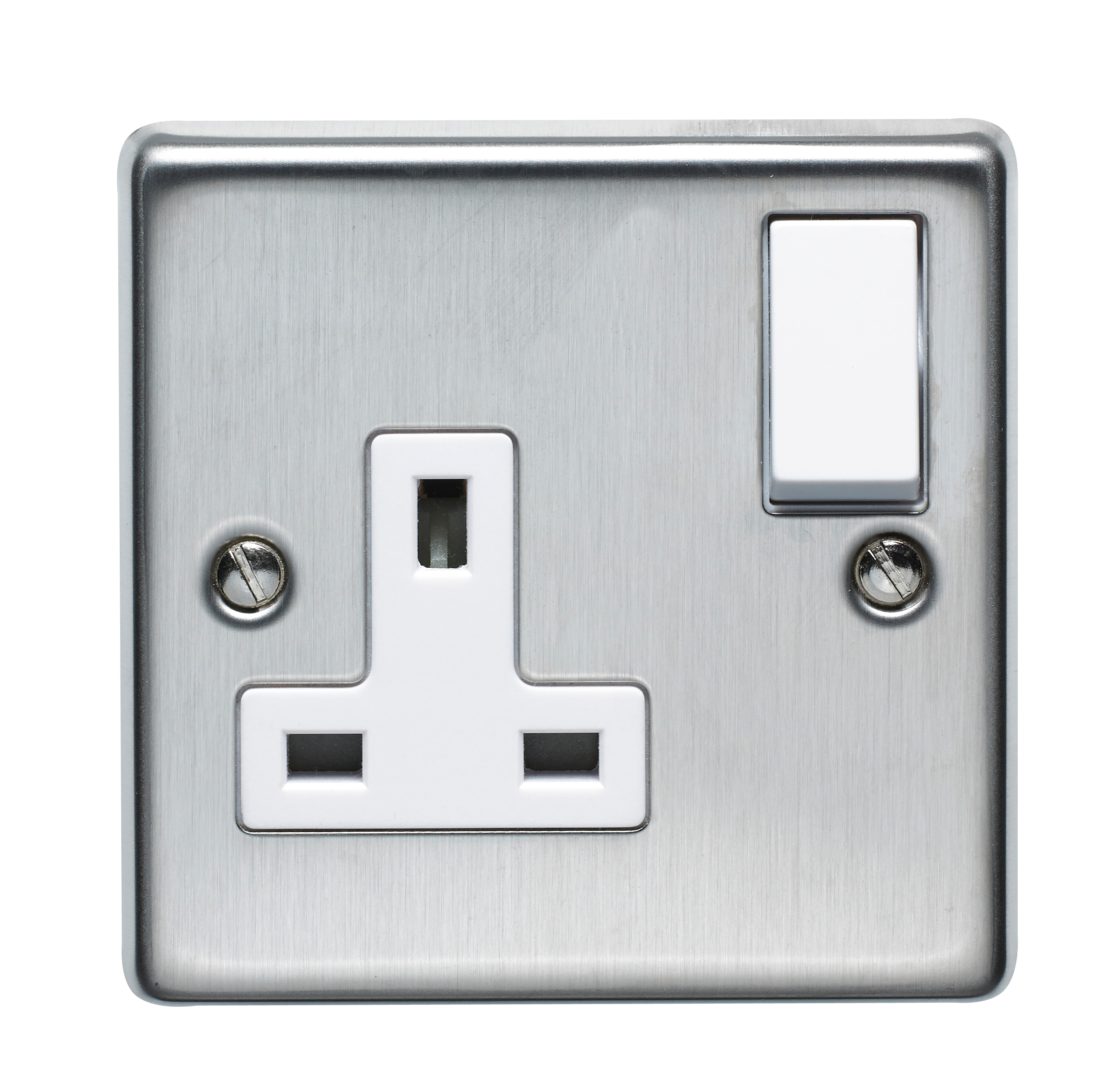 13A 1 Gang Double Pole Switched Socket Stainless Steel Finish
