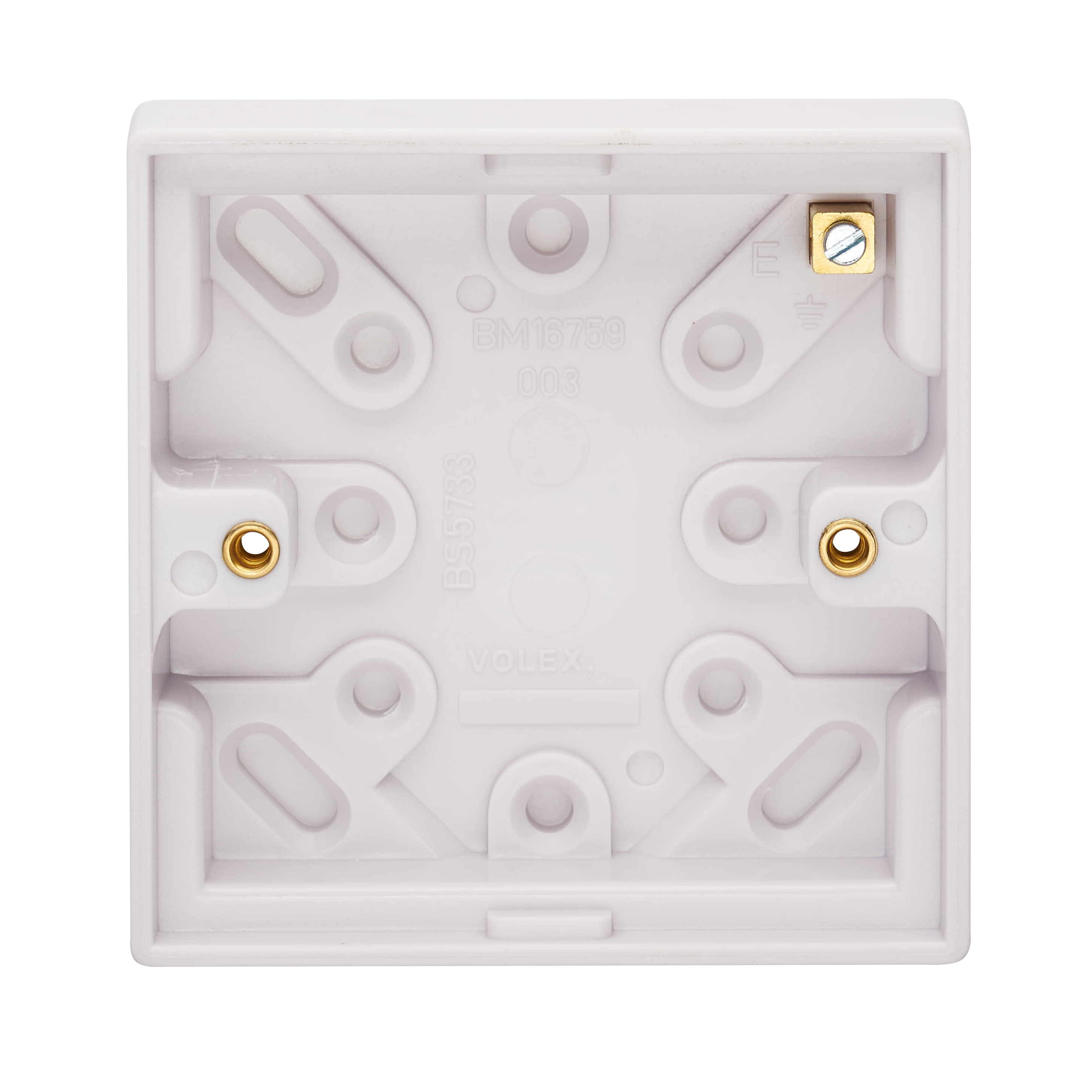 1 Gang Moulded Surface Installation Box With Earth Terminal 20mm Depth