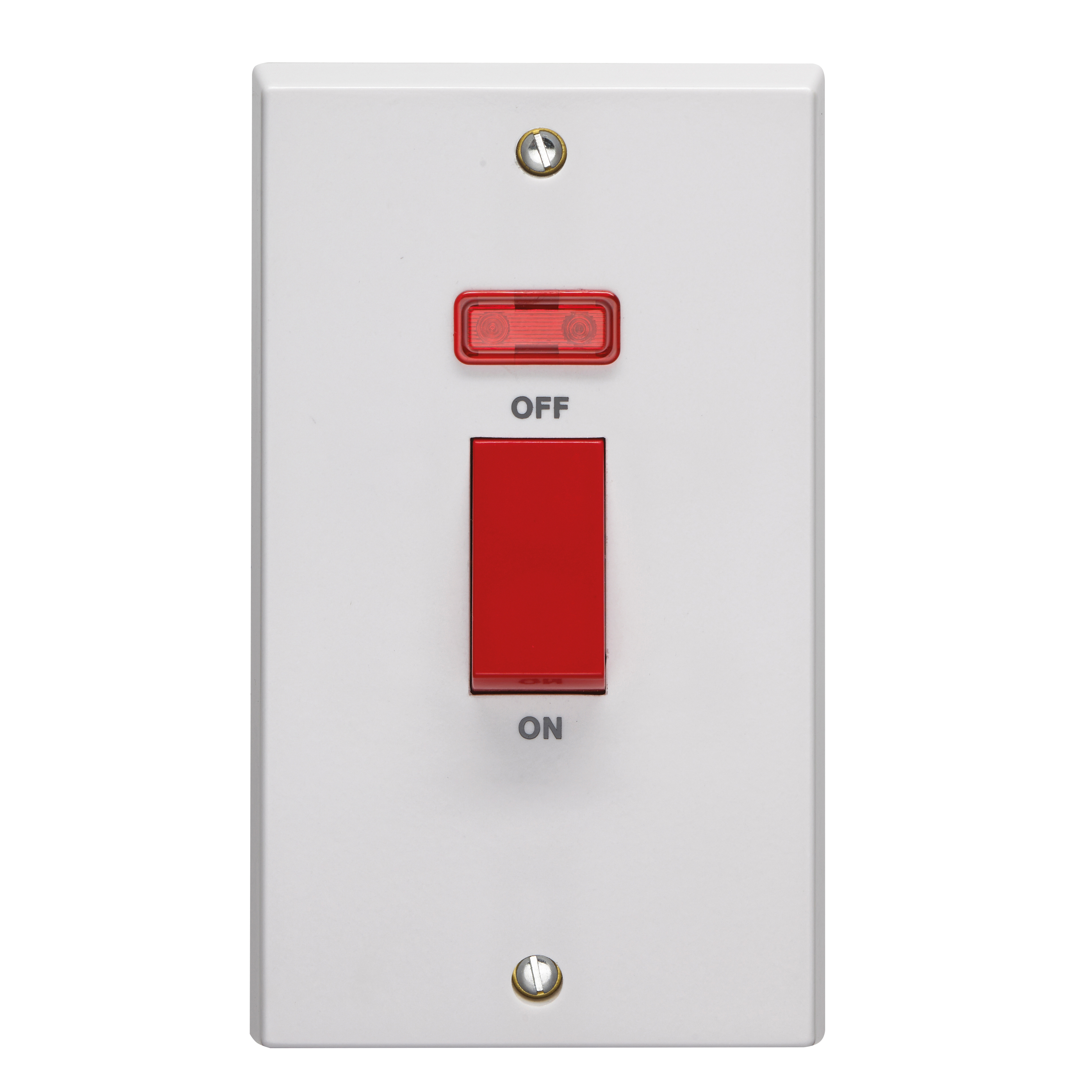 45A 2 Gang Vertical Double Pole Control Switch With Neon Indicator