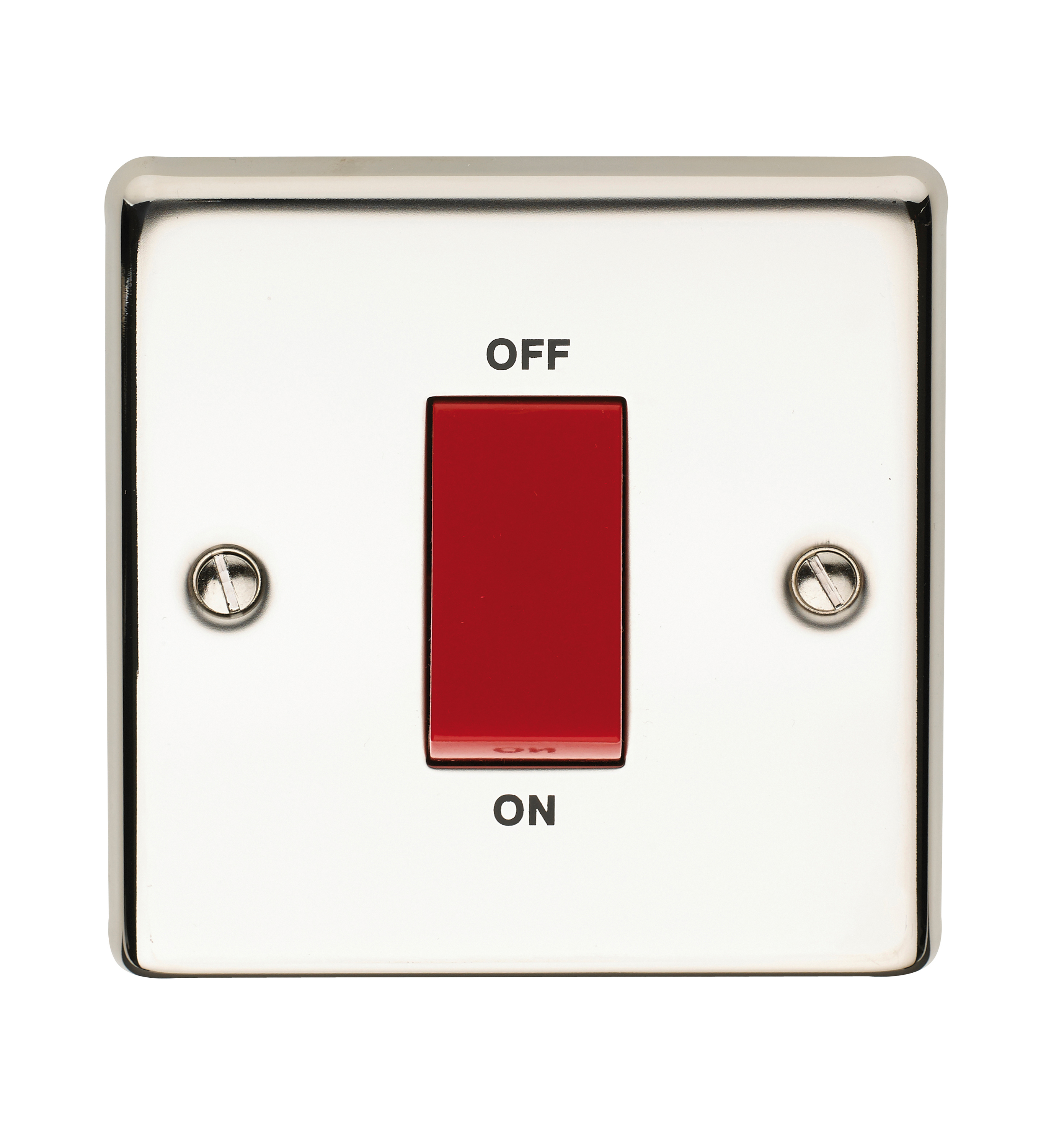 45A 1 Gang Double Pole Control Switch Polished Steel Finish