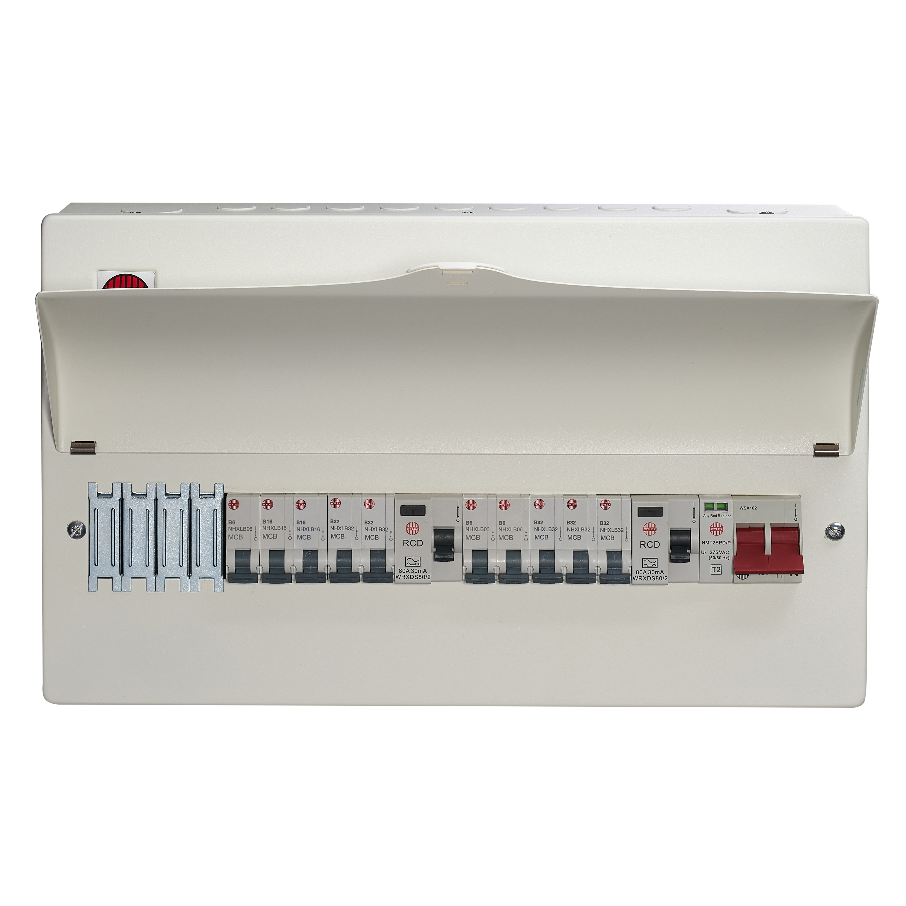 14 Way High Integrity Consumer Unit 100A Main Switch, 80A 30mA RCDs, Flexible Configuration, with SPD & 10 MCBs